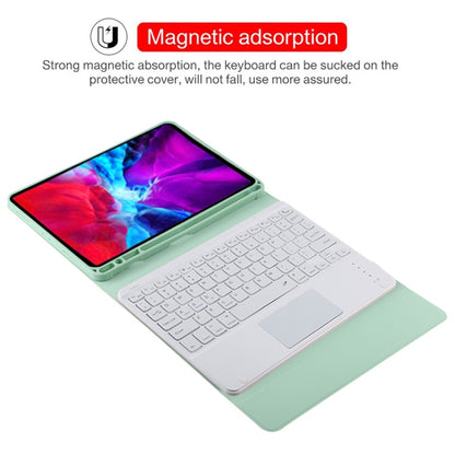 TG11BC Detachable Bluetooth White Keyboard Microfiber Leather Tablet Case for iPad Pro 11 inch (2020), with Touchpad & Pen Slot & Holder (Green) - For iPad Pro by buy2fix | Online Shopping UK | buy2fix