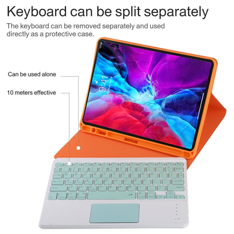 TG11BC Detachable Bluetooth Green Keyboard Microfiber Leather Tablet Case for iPad Pro 11 inch (2020), with Touchpad & Pen Slot & Holder (Orange) - For iPad Pro by buy2fix | Online Shopping UK | buy2fix