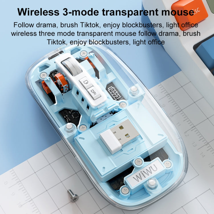 WIWU Crystal Wireless Mouse WM105 Three-mode Rechargeable Mute Wireless Mouse (Grey) - Wireless Mice by WIWU | Online Shopping UK | buy2fix