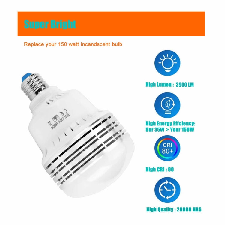 MANTOO PGL35 35W 120V 5500K 3900LM LED Light Bulb for Photography Lighting - LED Blubs & Tubes by MANTOO | Online Shopping UK | buy2fix