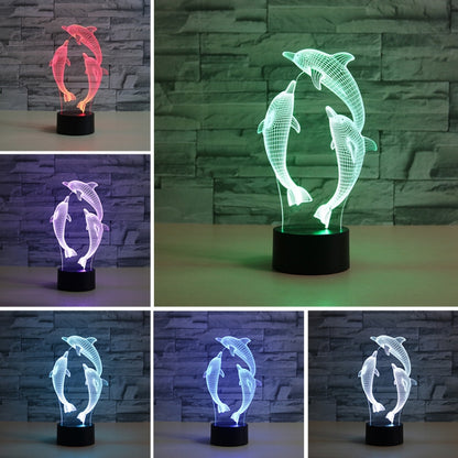Three Dolphins Shape 3D Colorful LED Vision Light Table Lamp, Crack Remote Control Version - Novelty Lighting by buy2fix | Online Shopping UK | buy2fix