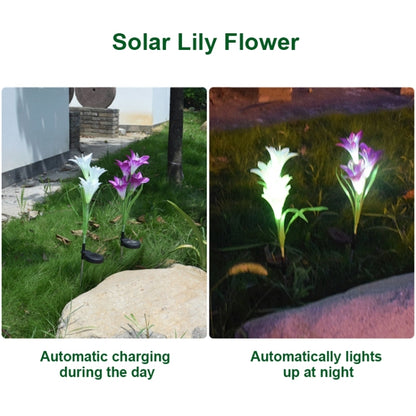 Simulated Lily Flower 4 Heads Solar Powered Outdoor IP55 Waterproof LED Decorative Lawn Lamp, White Light (Blue) - Solar Lights by buy2fix | Online Shopping UK | buy2fix