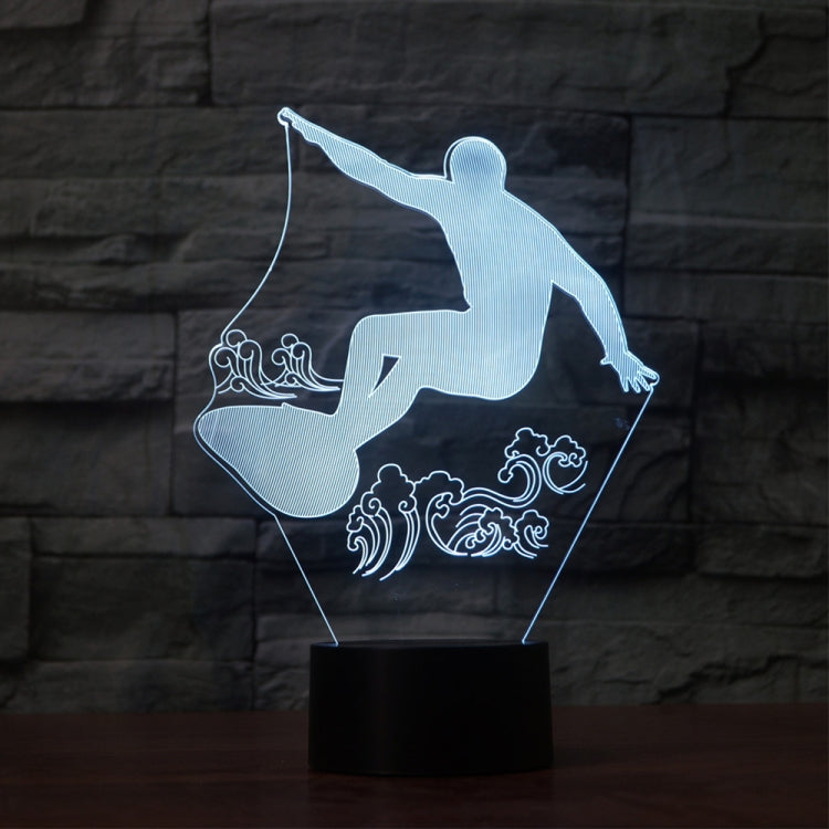 Surf Riding Shape 3D Colorful LED Vision Light Table Lamp, USB Touch Version - Novelty Lighting by buy2fix | Online Shopping UK | buy2fix