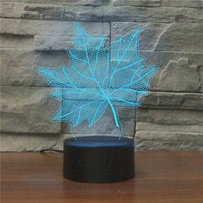 Maple Leaf Shape 3D Colorful LED Vision Light Table Lamp, USB Touch Version - Novelty Lighting by buy2fix | Online Shopping UK | buy2fix