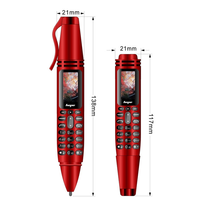 AK007 Mobile Phone, Multifunctional Remote Noise Reduction Back-clip Recording Pen with 0.96 inch Color Screen, Dual SIM Dual Standby, Support Bluetooth, GSM, LED Light, Handwriting (Red) - Others by buy2fix | Online Shopping UK | buy2fix