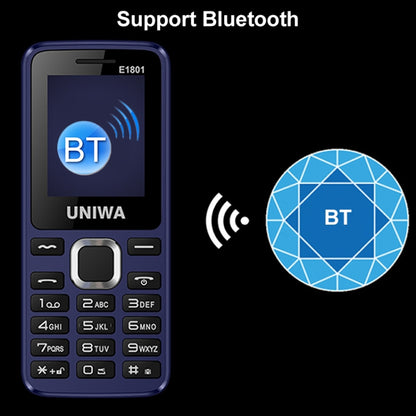 UNIWA E1801 Mobile Phone, 1.77 inch, 800mAh Battery, 21 Keys, Support Bluetooth, FM, MP3, MP4, GSM, Dual SIM(Blue) - UNIWA by UNIWA | Online Shopping UK | buy2fix