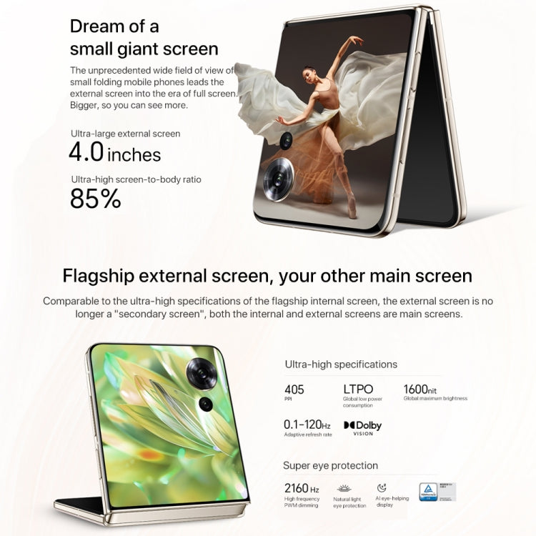 Honor Magic V Flip, 12GB+512GB, 6.8 inch + 4.0 inch Screen MagicOS 8.0 Snapdragon 8+ Gen 1 Octa Core, Network: 5G, NFC, OTG (White) - Honor by Huawei | Online Shopping UK | buy2fix