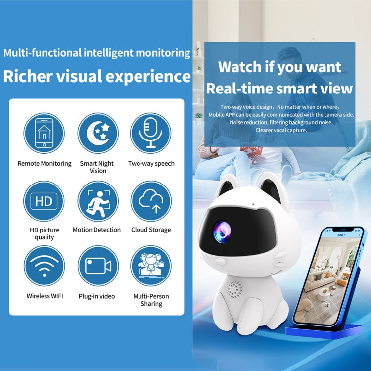 K9 Cute Pets Smart Home Camera, Support Night Vision & Two-way Voice & Motion Detection (White) - Mini Camera by buy2fix | Online Shopping UK | buy2fix