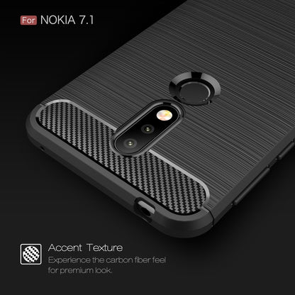Brushed Texture Carbon Fiber Soft TPU Case for Nokia 7.1(Red) - Nokia Cases by buy2fix | Online Shopping UK | buy2fix