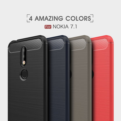 Brushed Texture Carbon Fiber Soft TPU Case for Nokia 7.1(Red) - Nokia Cases by buy2fix | Online Shopping UK | buy2fix