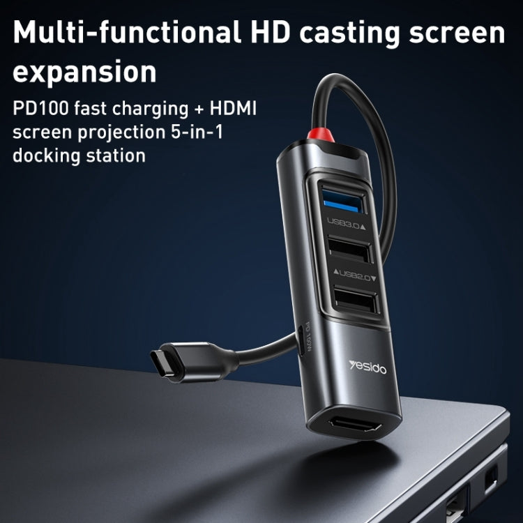 Yesido HB22 5 in 1 USB-C / Type-C Multifunction Docking Station HUB Adapter - USB HUB by Yesido | Online Shopping UK | buy2fix