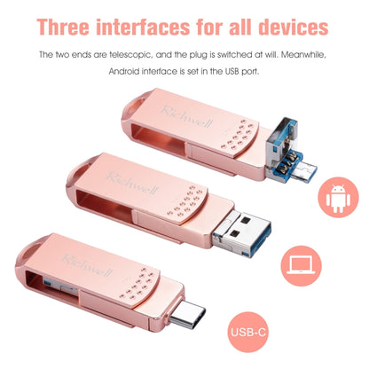Richwell 3 in 1 32G Type-C + Micro USB + USB 3.0 Metal Flash Disk with OTG Function(Silver) - U Disk & Card Reader by Richwell | Online Shopping UK | buy2fix