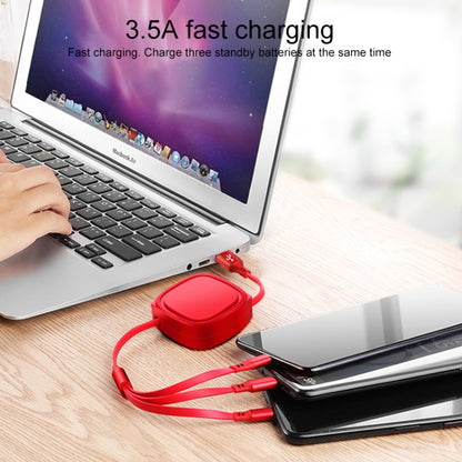 1.2m 3.5A Max 3 in 1 USB to USB-C / Type-C + 8Pin + Micro USB Retractable Charging Cable(Red) - Multifunction Cable by buy2fix | Online Shopping UK | buy2fix