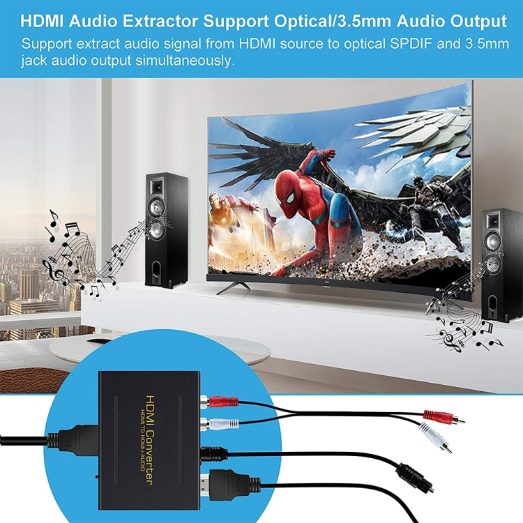 HDMI to HDMI + Audio (SPDIF + R/L) Converter (EU Plug)(Black) - Converter by buy2fix | Online Shopping UK | buy2fix