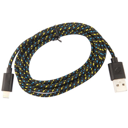 1m Nylon Netting USB Data Transfer Charging Cable For iPhone, iPad, Compatible with up to iOS 15.5(Blue) - Normal Style Cable by buy2fix | Online Shopping UK | buy2fix