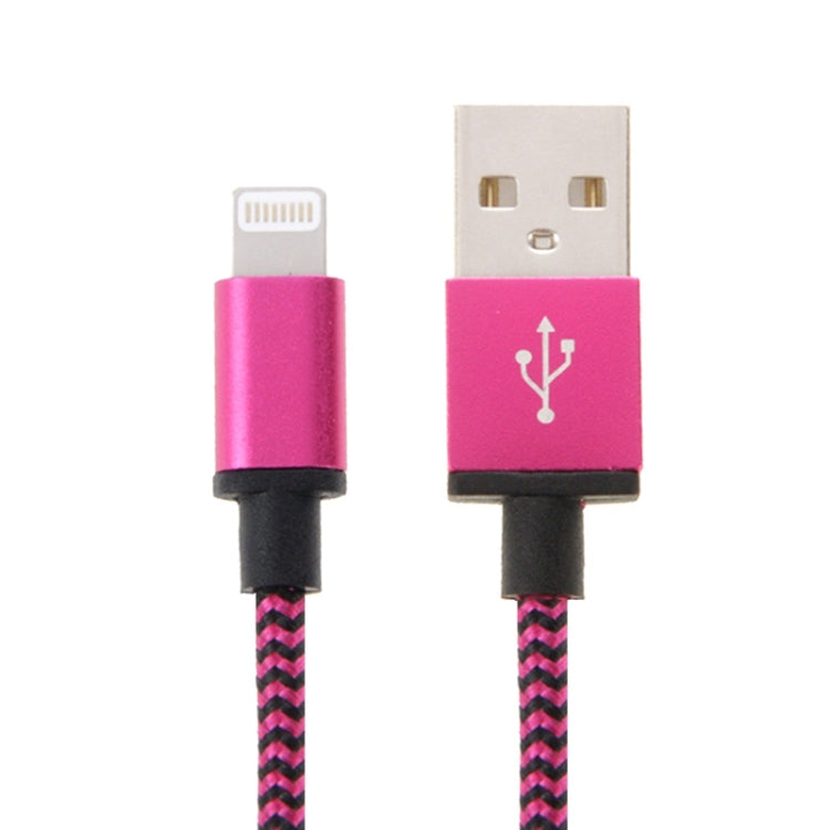 2m Woven Style 8 Pin to USB Sync Data / Charging Cable(Magenta) - Normal Style Cable by buy2fix | Online Shopping UK | buy2fix