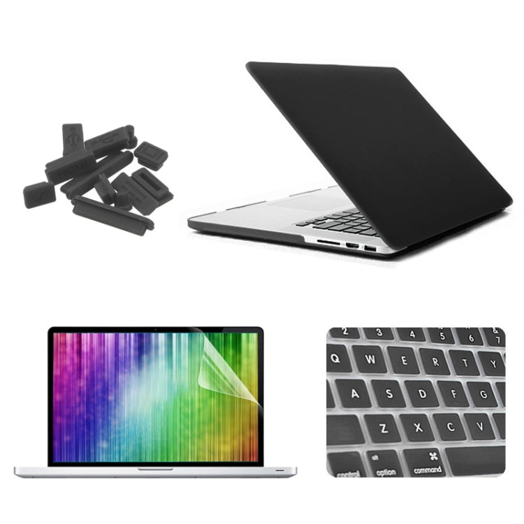 ENKAY for MacBook Pro Retina 15.4 inch (US Version) / A1398 4 in 1 Frosted Hard Shell Plastic Protective Case with Screen Protector & Keyboard Guard & Anti-dust Plugs(Black) - MacBook Pro Cases by ENKAY | Online Shopping UK | buy2fix