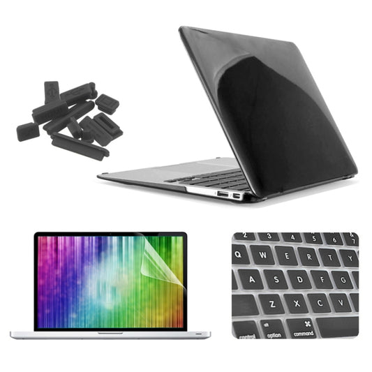 ENKAY for MacBook Air 11.6 inch (US Version) / A1370 / A1465 4 in 1 Crystal Hard Shell Plastic Protective Case with Screen Protector & Keyboard Guard & Anti-dust Plugs(Black) - MacBook Air Cases by ENKAY | Online Shopping UK | buy2fix