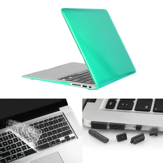 ENKAY for Macbook Air 11.6 inch (US Version) / A1370 / A1465 Hat-Prince 3 in 1 Crystal Hard Shell Plastic Protective Case with Keyboard Guard & Port Dust Plug(Green) - MacBook Air Cases by ENKAY | Online Shopping UK | buy2fix