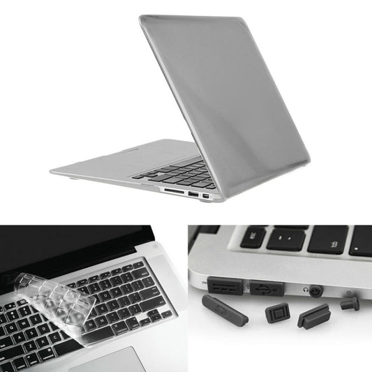 ENKAY for Macbook Air 11.6 inch (US Version) / A1370 / A1465 Hat-Prince 3 in 1 Crystal Hard Shell Plastic Protective Case with Keyboard Guard & Port Dust Plug(Grey) - MacBook Air Cases by ENKAY | Online Shopping UK | buy2fix