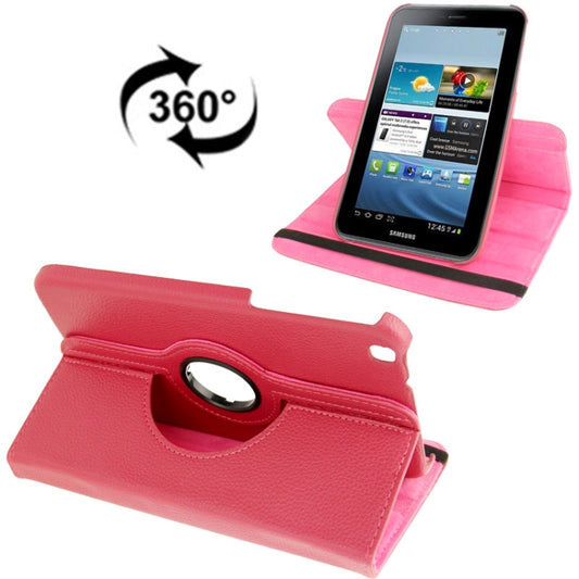 360 Degree Rotation Litchi Texture Leather Case with Holder for Galaxy Tab 3 (8.0) / T3110 / T3100 / T315(Magenta) - Other Galaxy Tab PC by buy2fix | Online Shopping UK | buy2fix