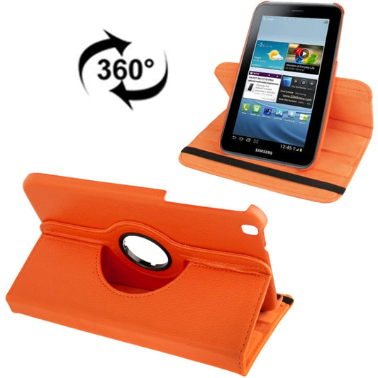 360 Degree Rotation Litchi Texture Leather Case with Holder for Galaxy Tab 3 (8.0) / T3110 / T3100 / T315(Orange) - Other Galaxy Tab PC by buy2fix | Online Shopping UK | buy2fix