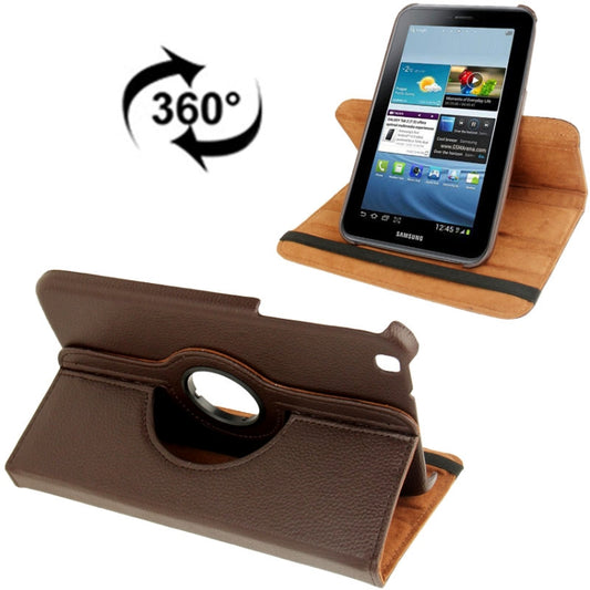 360 Degree Rotation Litchi Texture Leather Case with Holder for Galaxy Tab 3 (8.0) / T3110 / T3100 / T315(Brown) - Other Galaxy Tab PC by buy2fix | Online Shopping UK | buy2fix