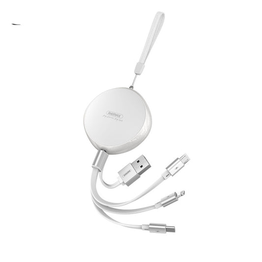 REMAX RC-185th 3 in 1 2.1A USB to 8 Pin + USB-C / Type-C + Micro USB Sury Series Telescopic Charging Data Cable(White) - Multifunction Cable by REMAX | Online Shopping UK | buy2fix