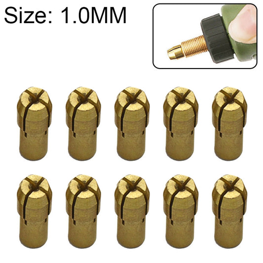 10 PCS Three-claw Copper Clamp Nut for Electric Mill Fittings，Bore diameter: 1.0mm - Hex Key & Spanner by buy2fix | Online Shopping UK | buy2fix