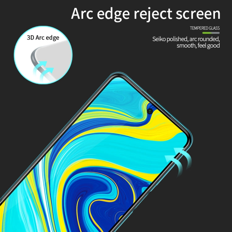 For Xiaomi RedMi Note 9 PINWUYO 9H 3D Curved Full Screen Explosion-proof Tempered Glass Film(Black) -  by PINWUYO | Online Shopping UK | buy2fix