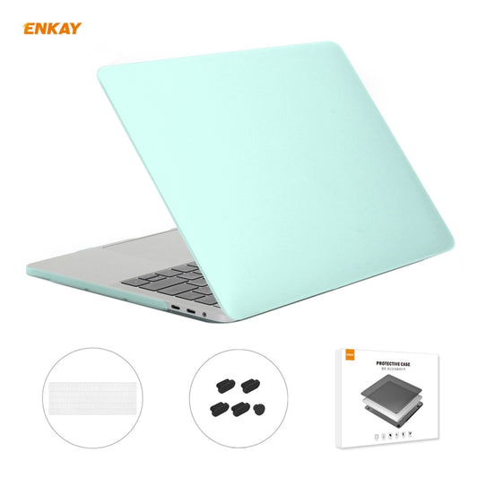 ENKAY 3 in 1 Matte Laptop Protective Case + US Version TPU Keyboard Film + Anti-dust Plugs Set for MacBook Pro 13.3 inch A1706 / A1989 / A2159 (with Touch Bar)(Green) - MacBook Pro Cases by ENKAY | Online Shopping UK | buy2fix