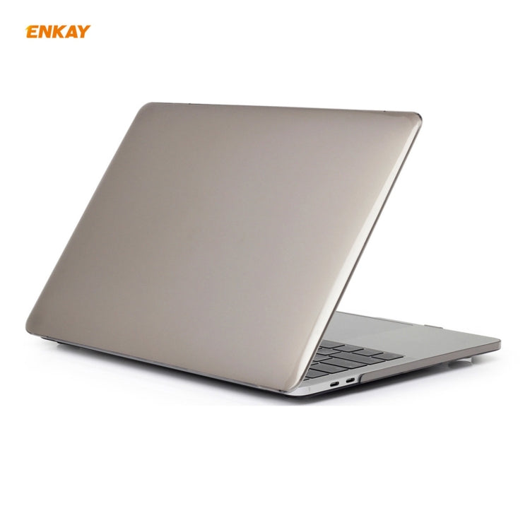 ENKAY 3 in 1 Crystal Laptop Protective Case + US Version TPU Keyboard Film + Anti-dust Plugs Set for MacBook Pro 15.4 inch A1707 & A1990 (with Touch Bar)(Grey) - MacBook Pro Cases by ENKAY | Online Shopping UK | buy2fix