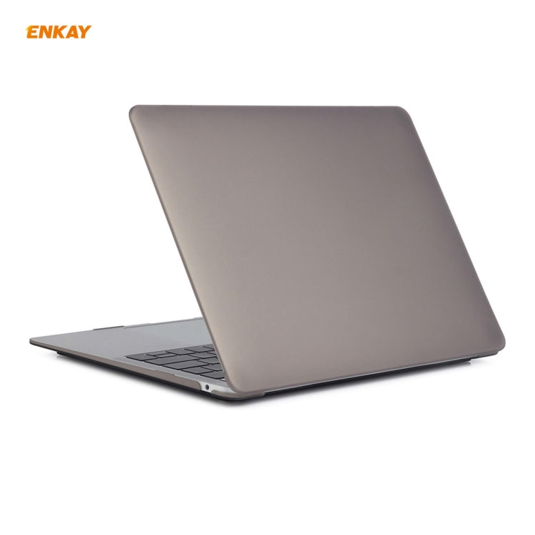 ENKAY 3 in 1 Matte Laptop Protective Case + EU Version TPU Keyboard Film + Anti-dust Plugs Set for MacBook Air 13.3 inch A1932 (2018)(Grey) - MacBook Air Cases by ENKAY | Online Shopping UK | buy2fix