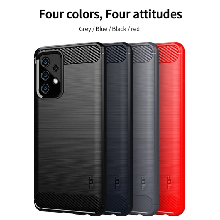 For Samsung Galaxy A52 5G/4G MOFI Gentleness Series Brushed Texture Carbon Fiber Soft TPU Case(Red) - Galaxy Phone Cases by MOFI | Online Shopping UK | buy2fix