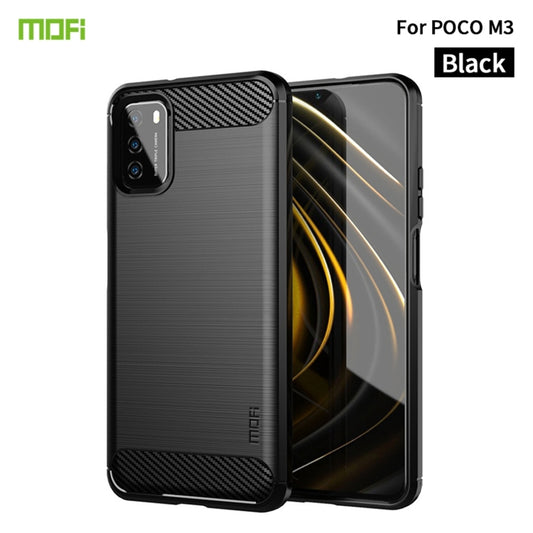 For Xiaomi Poco M3 / Redmi 9T MOFI Gentleness Series Brushed Texture Carbon Fiber Soft TPU Case(Black) - Xiaomi Cases by MOFI | Online Shopping UK | buy2fix