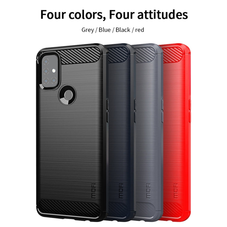 For OnePlus Nord N10 5G MOFI Gentleness Series Brushed Texture Carbon Fiber Soft TPU Case(Red) - OnePlus Cases by MOFI | Online Shopping UK | buy2fix