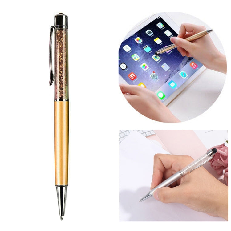 AT-22  2 in 1 Universal Flash Diamond Decoration Capacitance Pen Stylus Ballpoint Pen(Gold) - Stylus Pen by buy2fix | Online Shopping UK | buy2fix