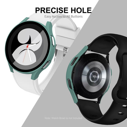 ENKAY Hat-Prince Full Coverage PC Frame + Tempered Glass Protector Composite Case for Samsung Galaxy Watch4 44mm(Silver) - Watch Cases by ENKAY | Online Shopping UK | buy2fix