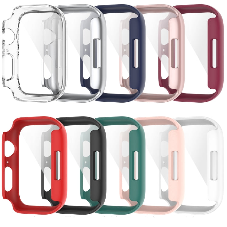 Shockproof PC Protective Case with Tempered Glass Film For Apple Watch Series 9 / 8 / 7 45mm(Burgundy) - Watch Cases by buy2fix | Online Shopping UK | buy2fix