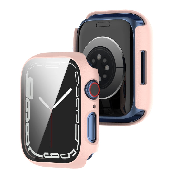 Shockproof PC Protective Case with Tempered Glass Film For Apple Watch Series 9 / 8 / 7 41mm(red) - Watch Cases by buy2fix | Online Shopping UK | buy2fix