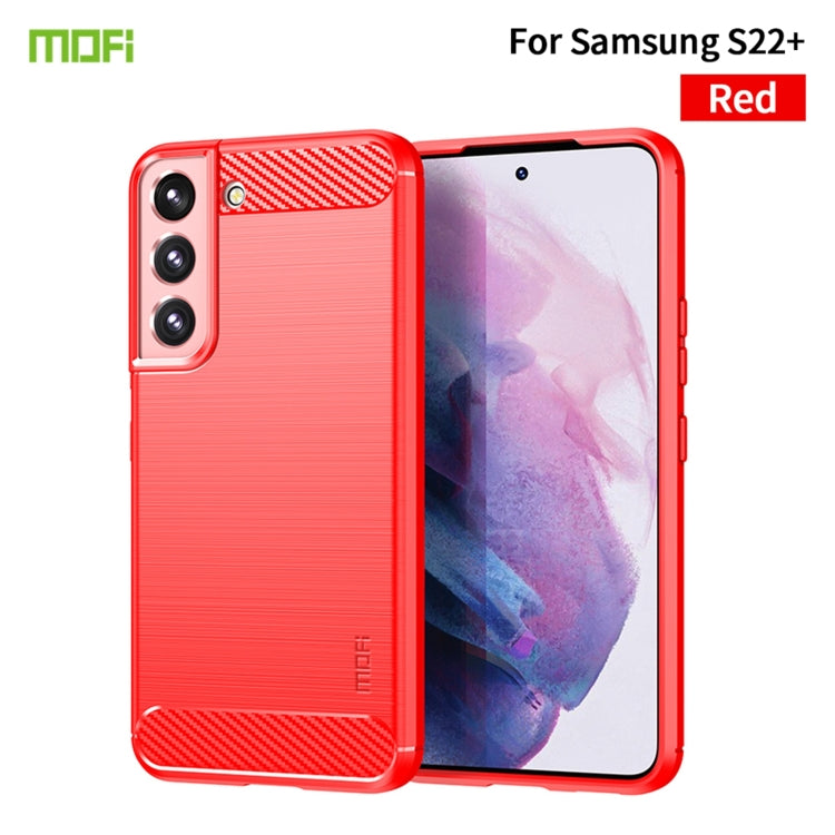 For Samsung Galaxy S22+ 5G MOFI Gentleness Series Brushed Texture Carbon Fiber Soft TPU Case(Red) - Galaxy S22+ 5G Cases by MOFI | Online Shopping UK | buy2fix