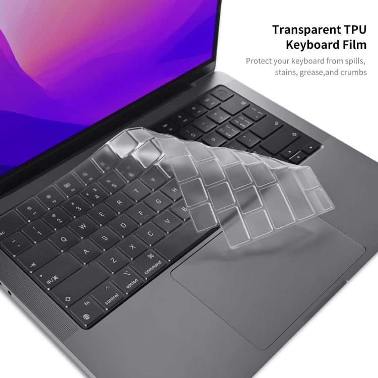 ENKAY Hat-Prince 3 in 1 Matte Laptop Protective Case + TPU Keyboard Film + Anti-dust Plugs Set for MacBook Pro 14.2 inch A2442 2021/A2779 2023, Version:EU Version(Purple) - MacBook Pro Cases by ENKAY | Online Shopping UK | buy2fix