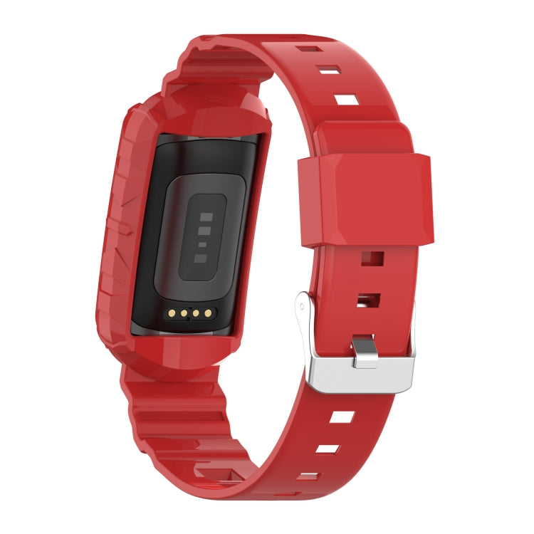 For Fitbit Charge 5 Silicone One Body Armor Watch Band(Red) - Watch Bands by buy2fix | Online Shopping UK | buy2fix