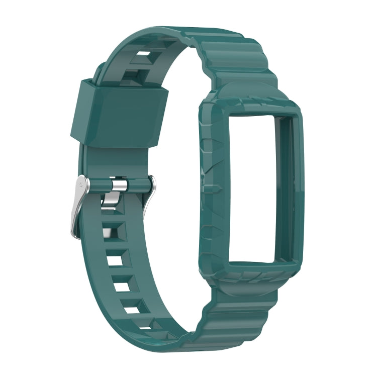 For Fitbit Charge 3 SE Silicone One Body Armor Watch Band(Green Pine Needles) - Watch Bands by buy2fix | Online Shopping UK | buy2fix