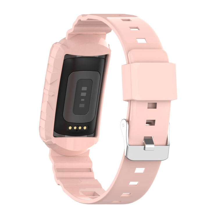 For Fitbit Charge 3 SE Silicone One Body Armor Watch Band(Pink) - Watch Bands by buy2fix | Online Shopping UK | buy2fix