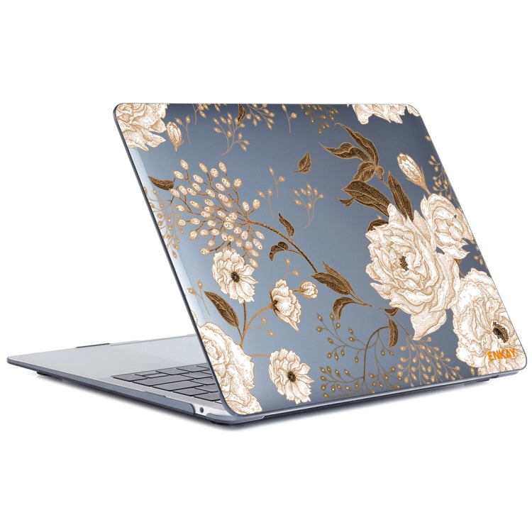 ENKAY Vintage Pattern Series Laotop Protective Crystal Case For MacBook Pro 13.3 inch A1706 / A1708 / A1989 / A2159(Golden Peony) - MacBook Pro Cases by ENKAY | Online Shopping UK | buy2fix