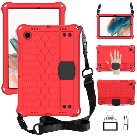 For Galaxy Tab A8 10.5 2021 X200/X205 Honeycomb EVA+PC Tablet Case with Strap(Red +Black) - Other Galaxy Tab PC by buy2fix | Online Shopping UK | buy2fix