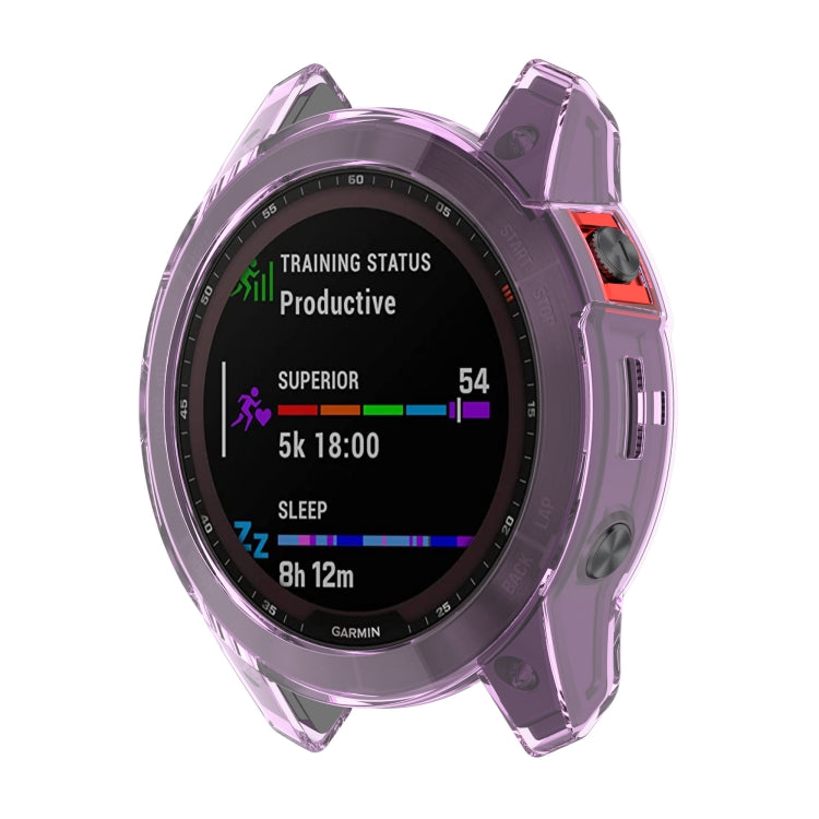 For Garmin Fenix 7 Shockproof TPU Soft Protective Case(Purple) - Watch Cases by buy2fix | Online Shopping UK | buy2fix