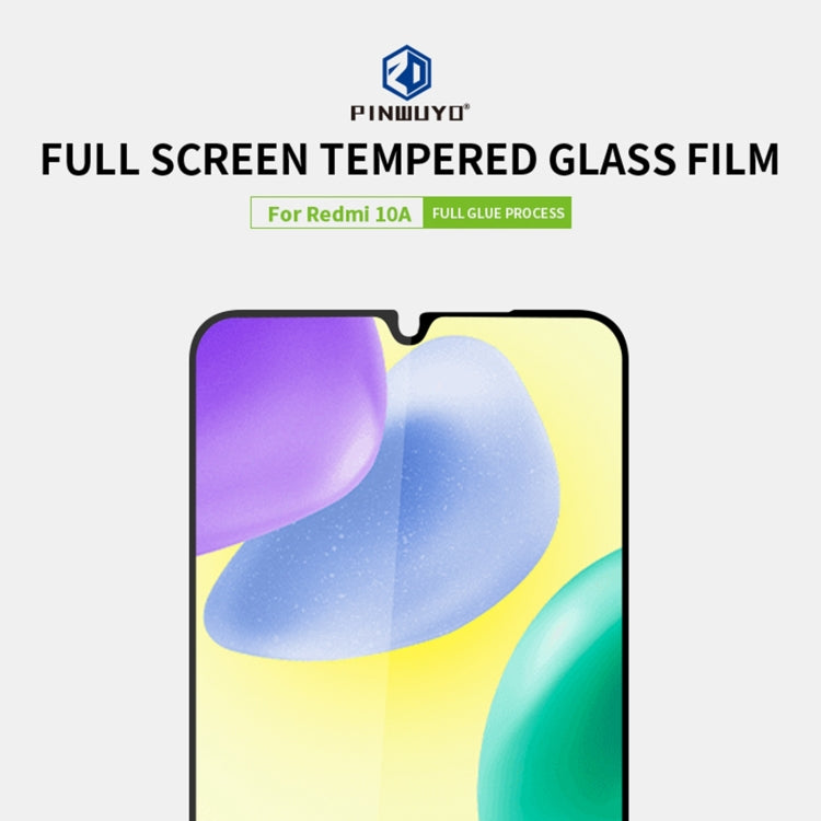 For Xiaomi Redmi 10A PINWUYO 9H 2.5D Full Screen Tempered Glass Film(Black) -  by PINWUYO | Online Shopping UK | buy2fix