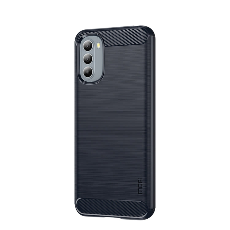 For Motorola Moto G31/G41 MOFI Gentleness Series Brushed Texture Carbon Fiber TPU Phone Case(Blue) - Motorola Cases by MOFI | Online Shopping UK | buy2fix